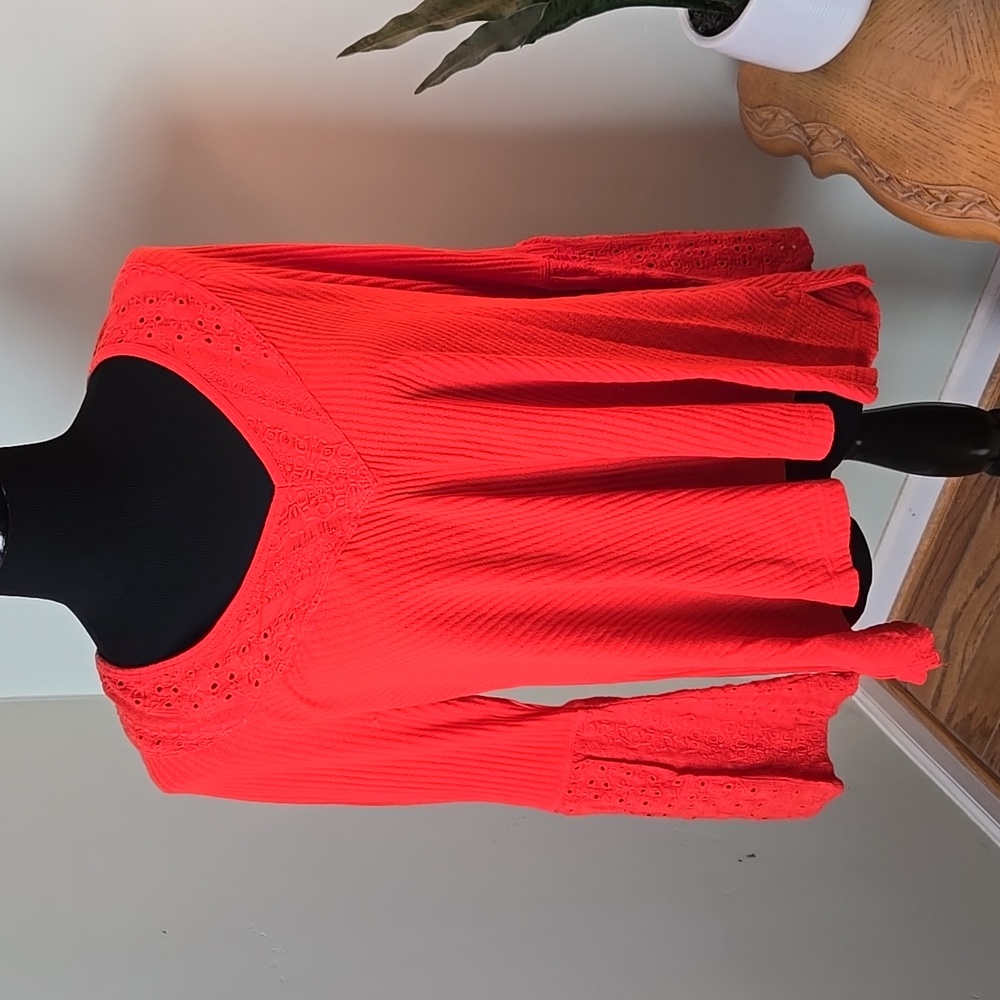 Free People eyelet bell sleeve top